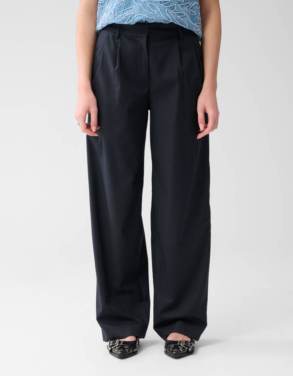 Nadelstreifen-Hose mit weitem Bein, dunkelblau SHOEBY WOMEN