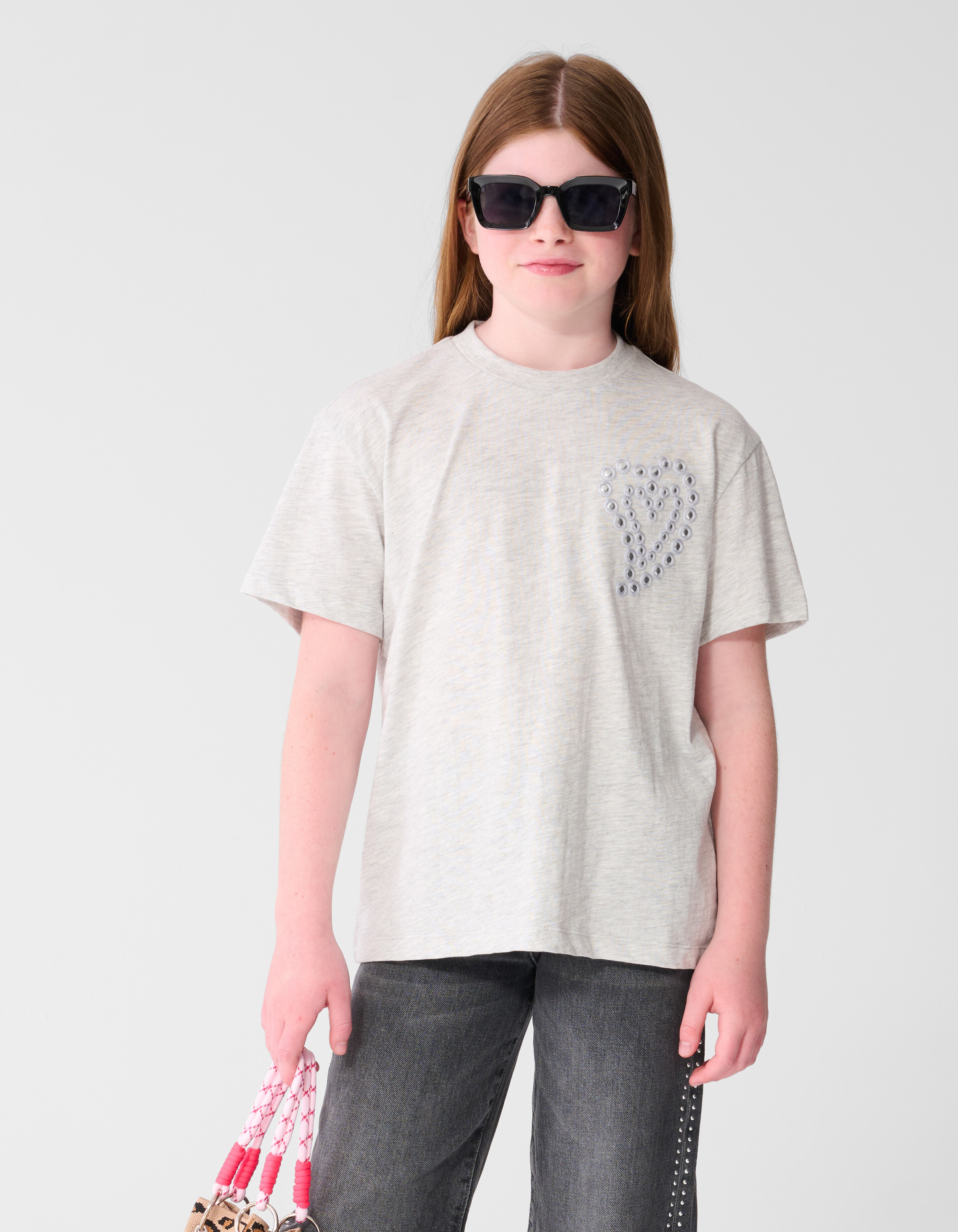 Heart Mirror Artwork T-Shirt Hellgrau SHOEBY GIRLS