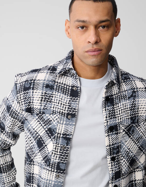 Bedrucktes kariertes Overshirt, blau SHOEBY MEN