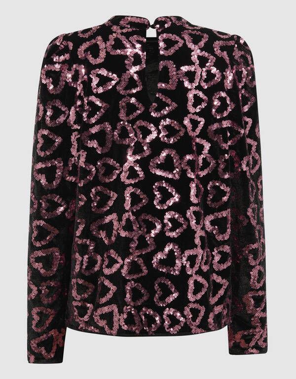 Sequin Heart Longsleeve Top Hellrosa SHOEBY GIRLS