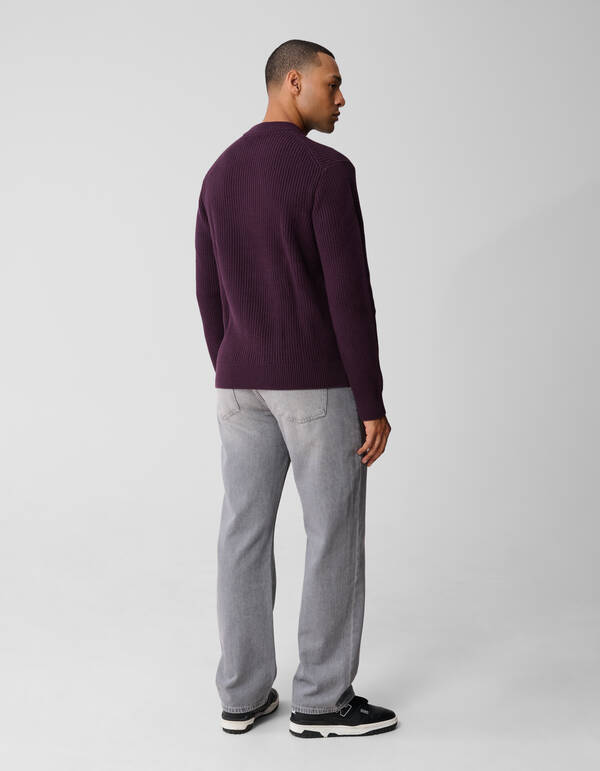 Rundhals-Strickpullover Dunkelrot SHOEBY MEN