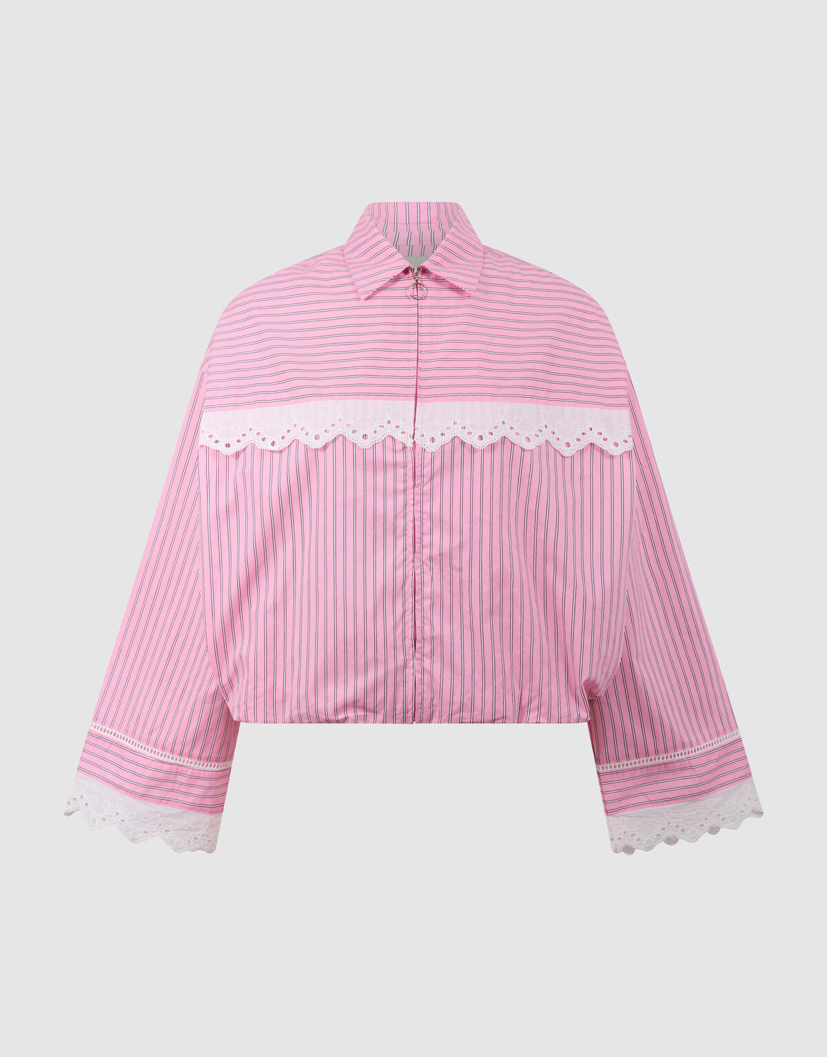 &Uuml;bergro&szlig;e Kanten Pinstripe Bluse Rosa SHOEBY WOMEN