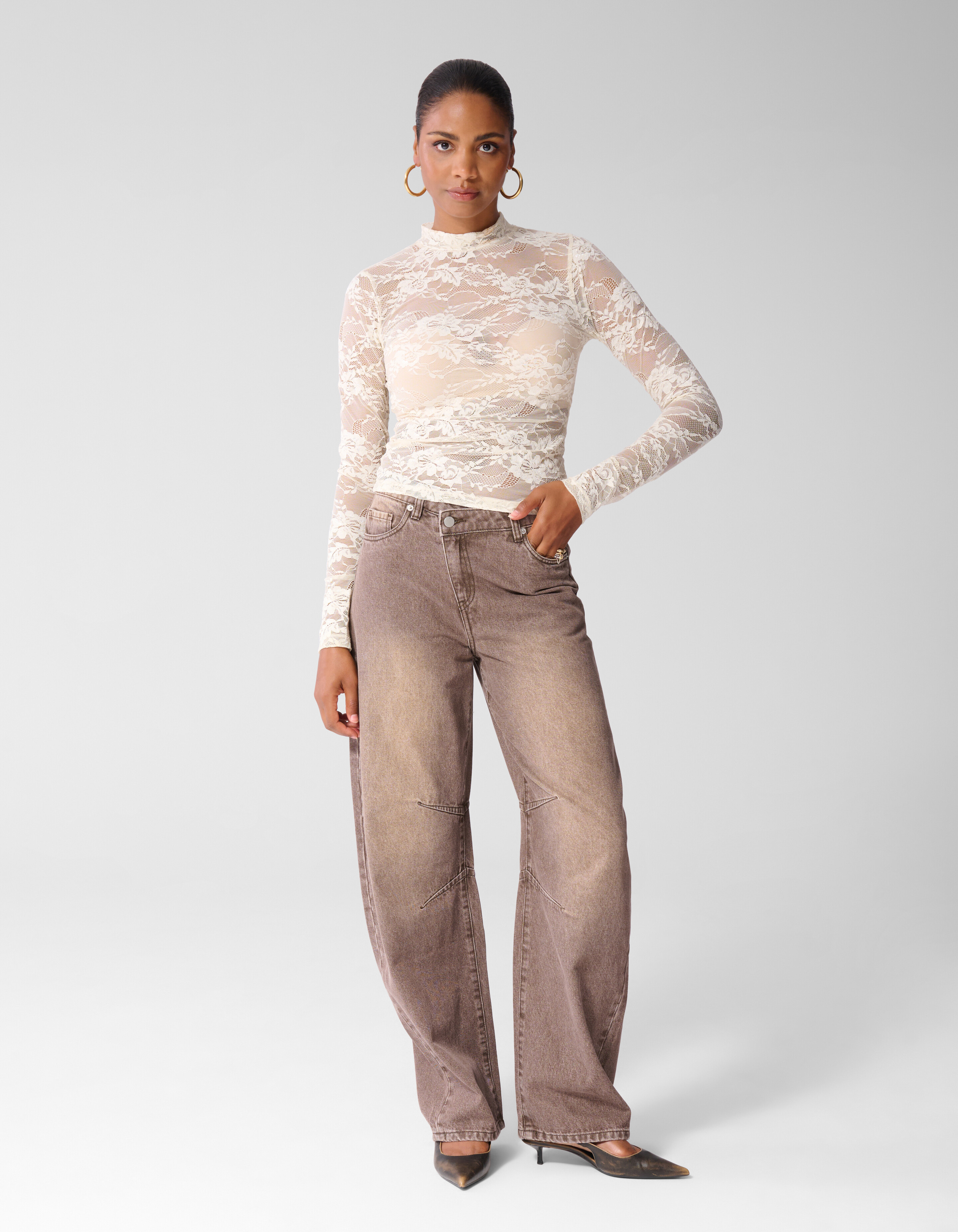 Lace Top Ecru SHOEBY WOMEN