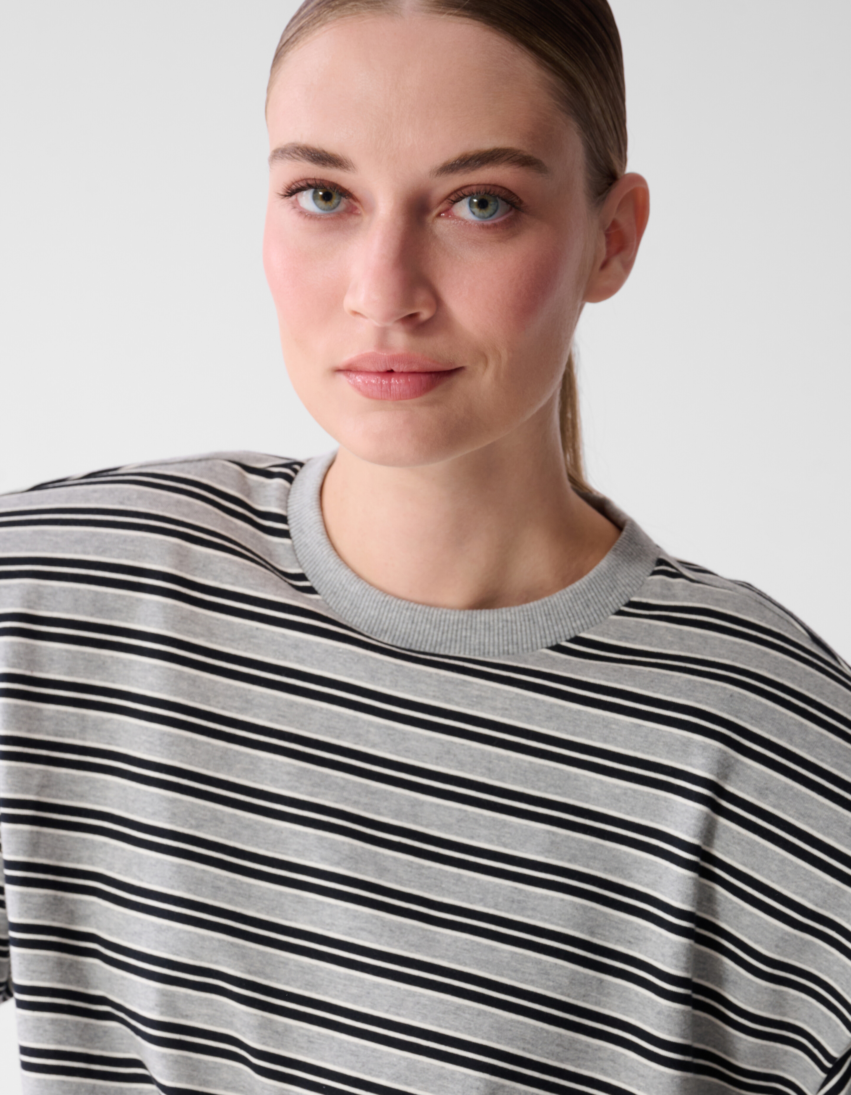 Langarmshirt mit Schulterstreifen Grau/Schwarz SHOEBY WOMEN