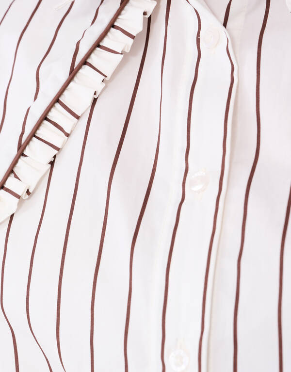 Bluse mit gro&szlig;em Kragen und Streifen in Braun SHOEBY WOMEN