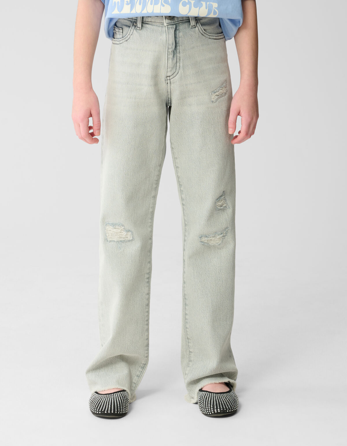 Destroy Straight Fit Jeans Hellgrau SHOEBY GIRLS