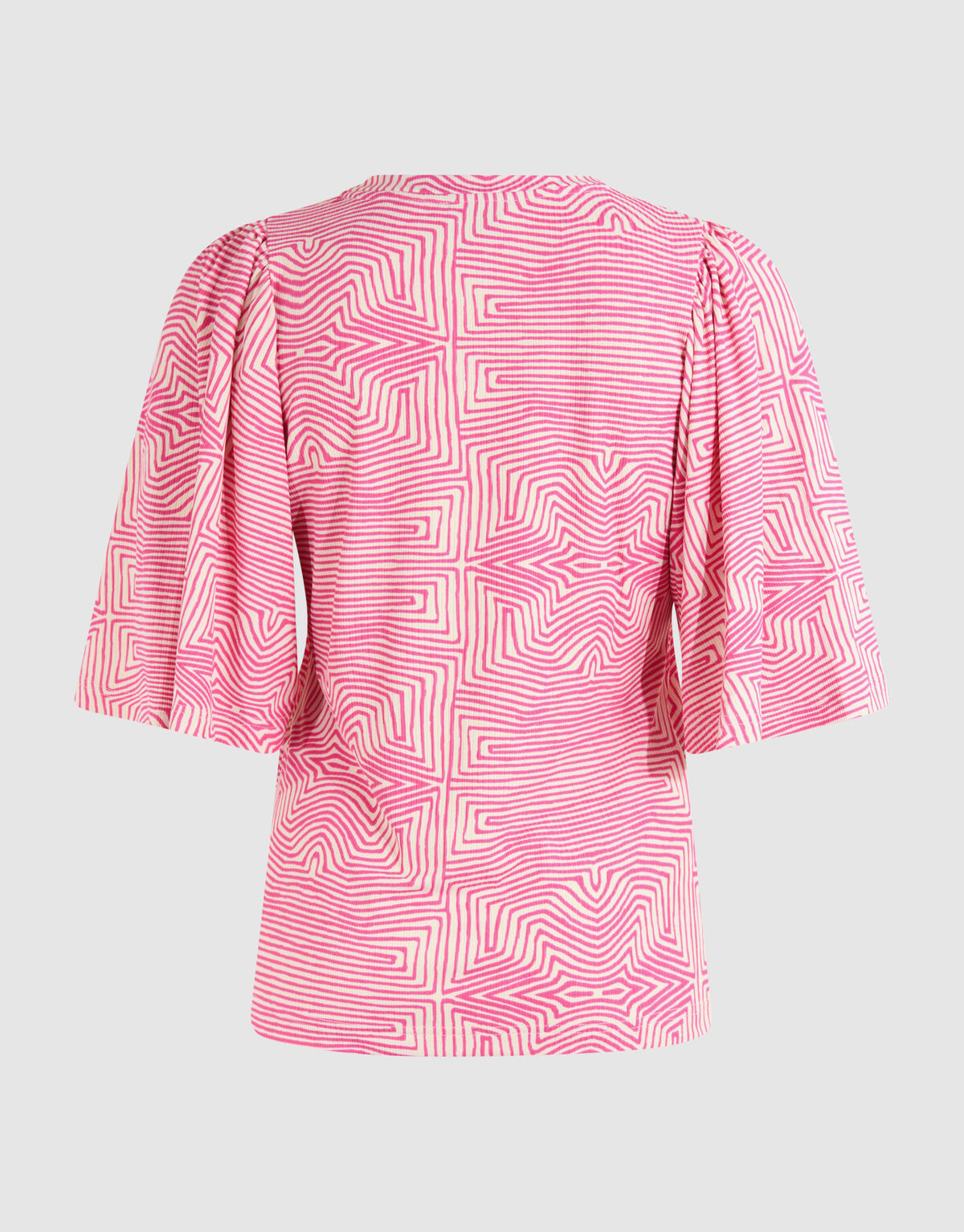 Bedrucktes Rüschen-Rippen-Top Rosa SHOEBY WOMEN
