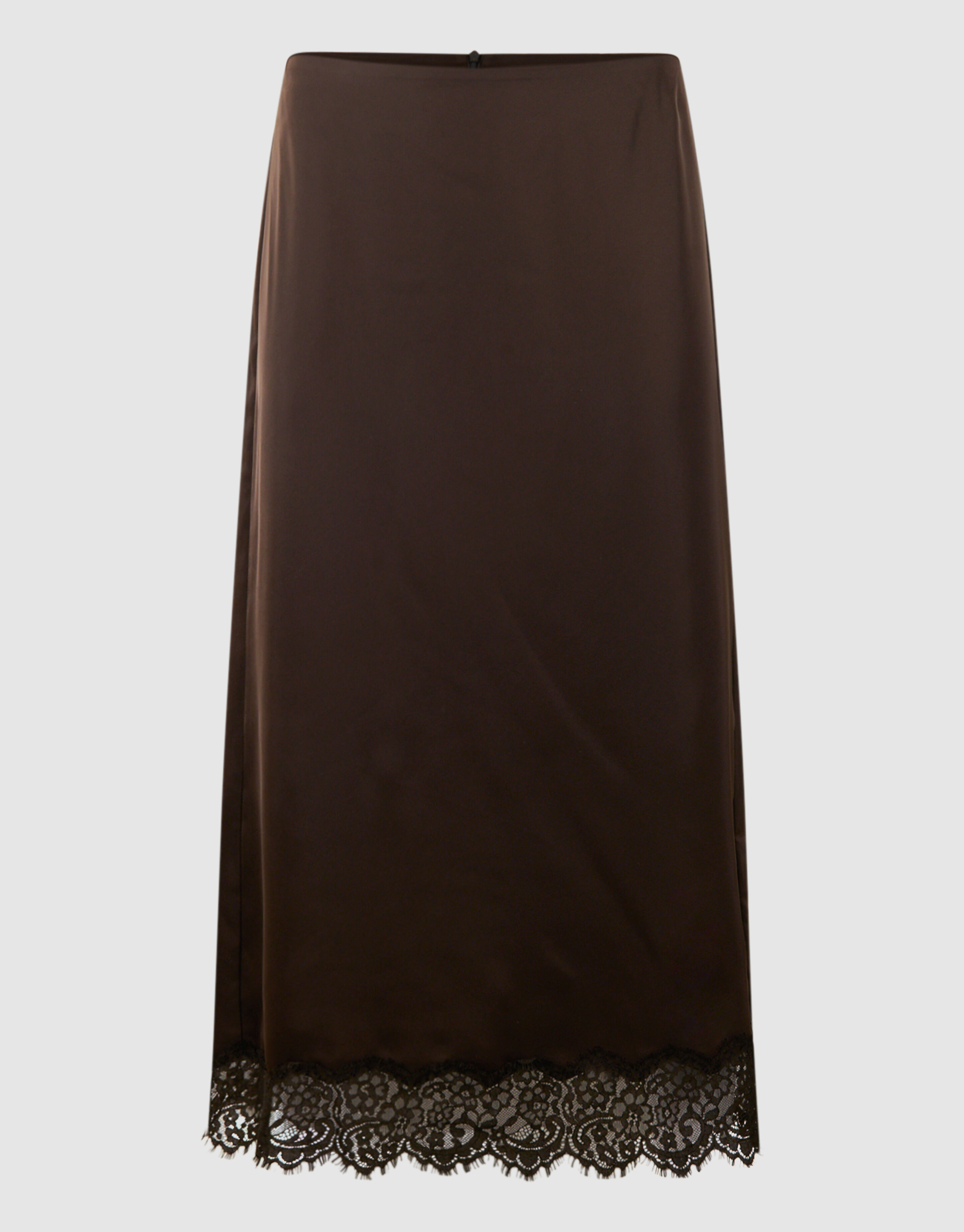 Maxirock aus Satin mit Spitzen, Braun SHOEBY WOMEN