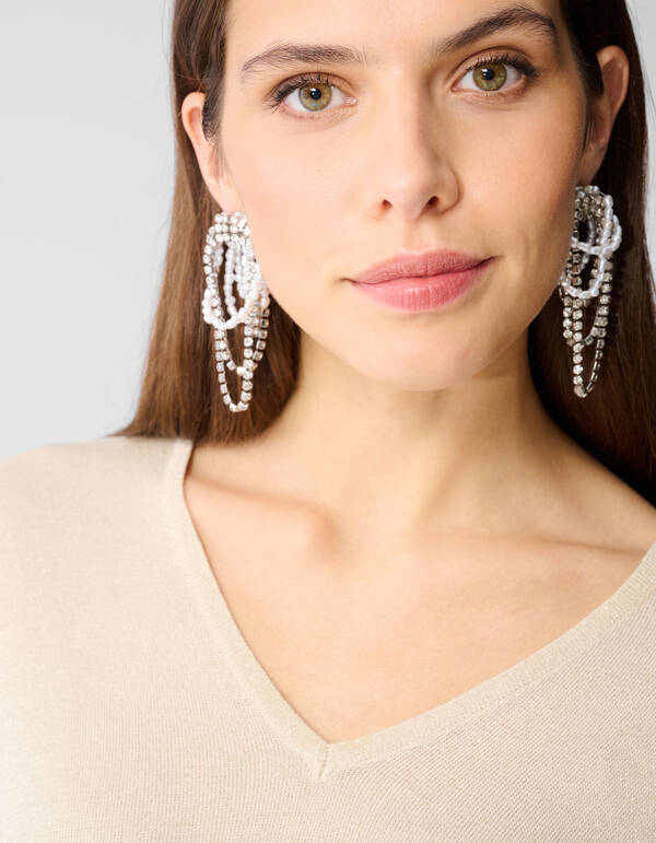 Glitzer-Pullover mit V-Ausschnitt Sand SHOEBY WOMEN