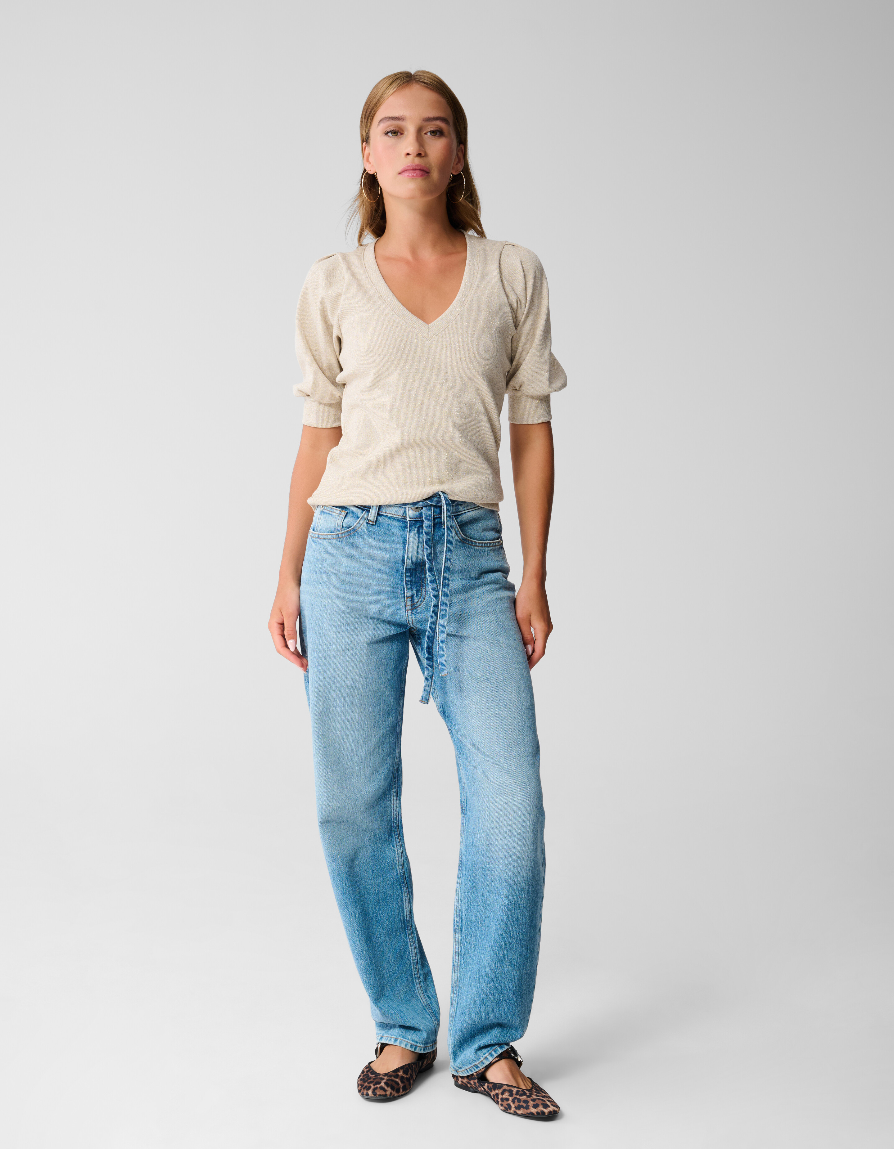 Lurex-Top mit V-Ausschnitt Gold SHOEBY WOMEN