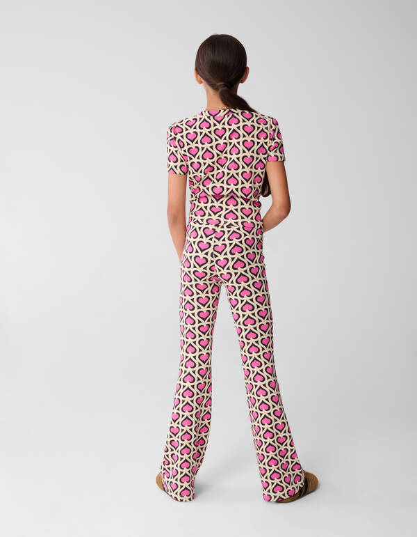 Printed Double Heart Flared Legging Pink SHOEBY GIRLS