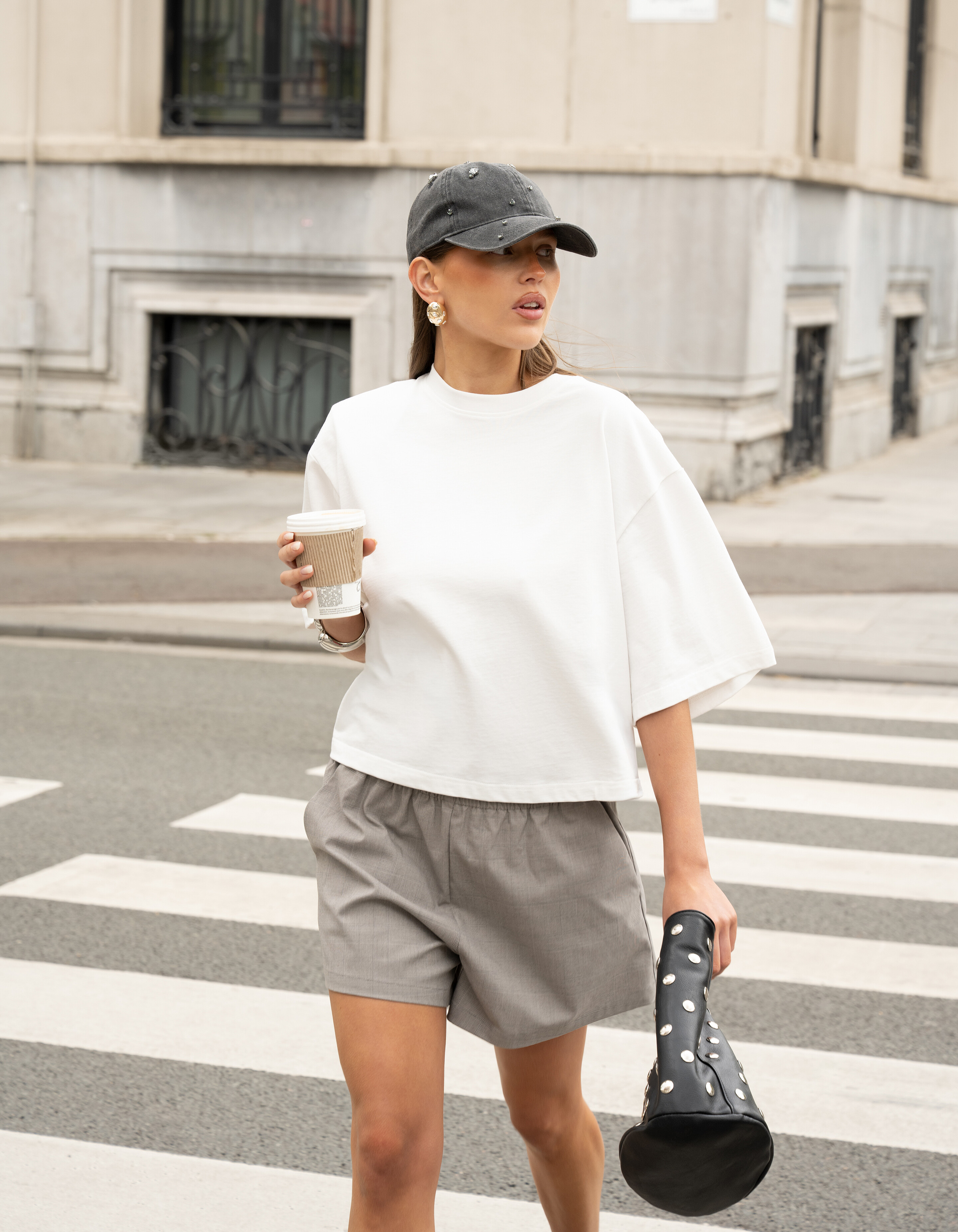 Big Shoulder T-Shirt Wei&szlig; SHOEBY WOMEN