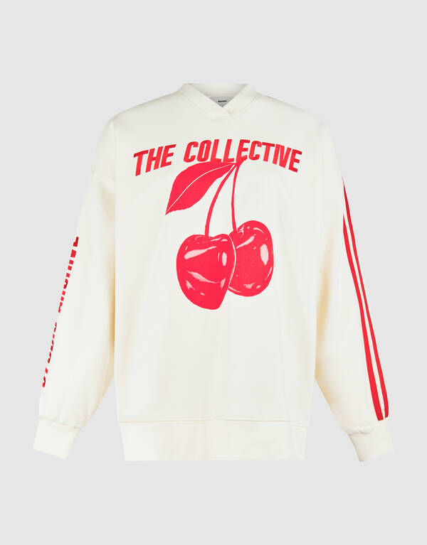 &Uuml;bergro&szlig;er Pullover mit Kirschmotiv Gebrochenes We SHOEBY WOMEN