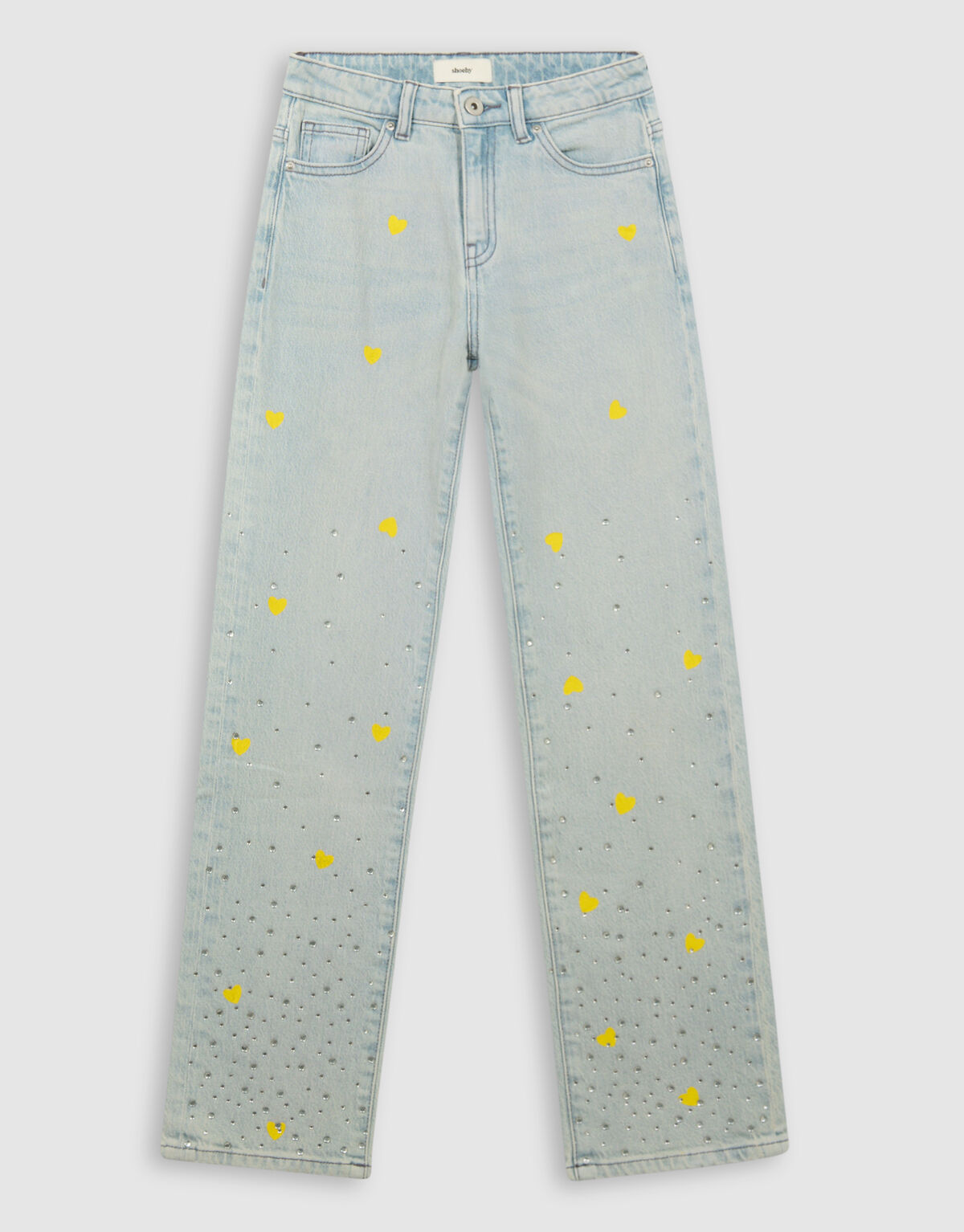 Rhinestone Heart breite Jeans gebleicht SHOEBY GIRLS