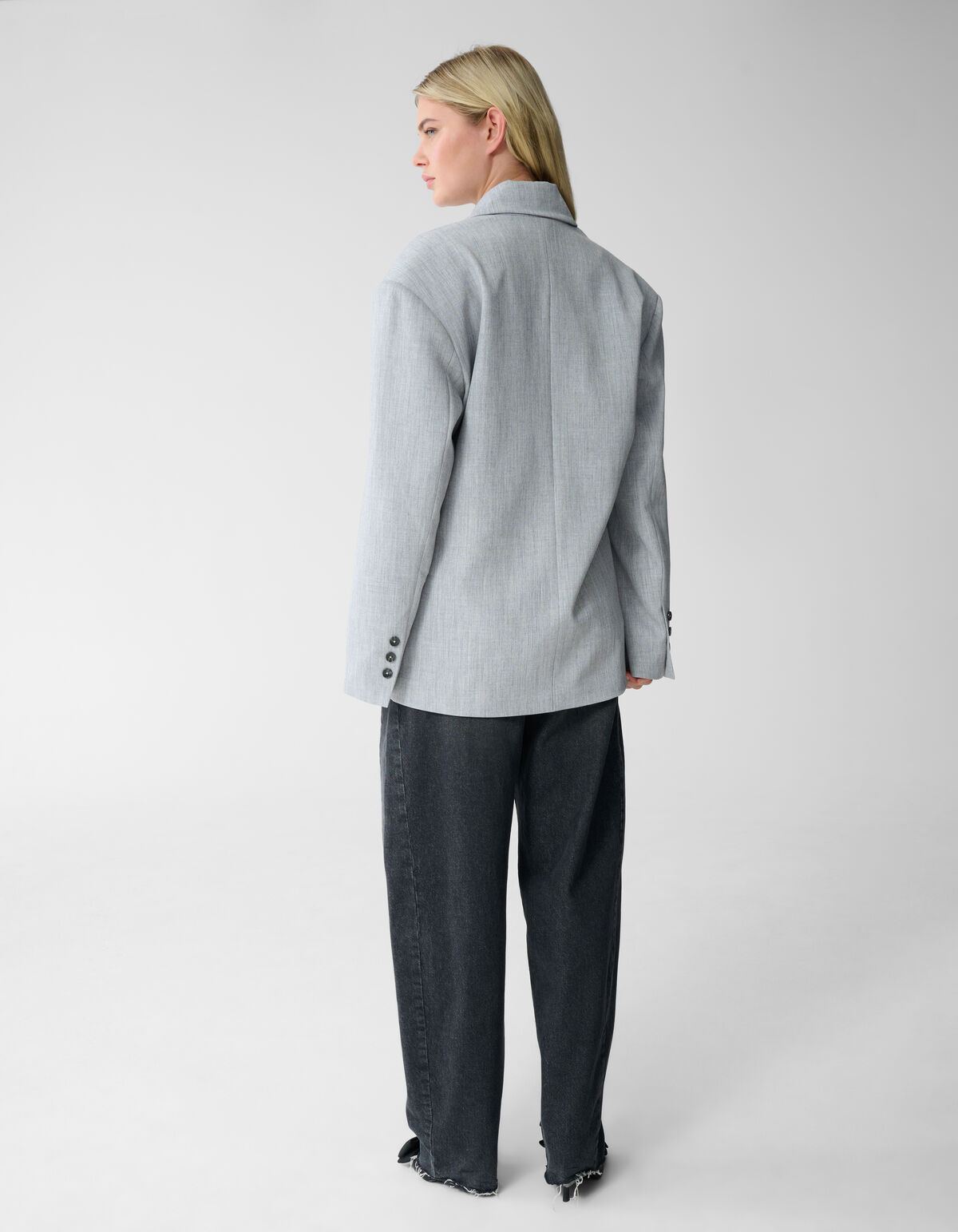 Oversized Shoulder Blazer Hellgrau SHOEBY WOMEN