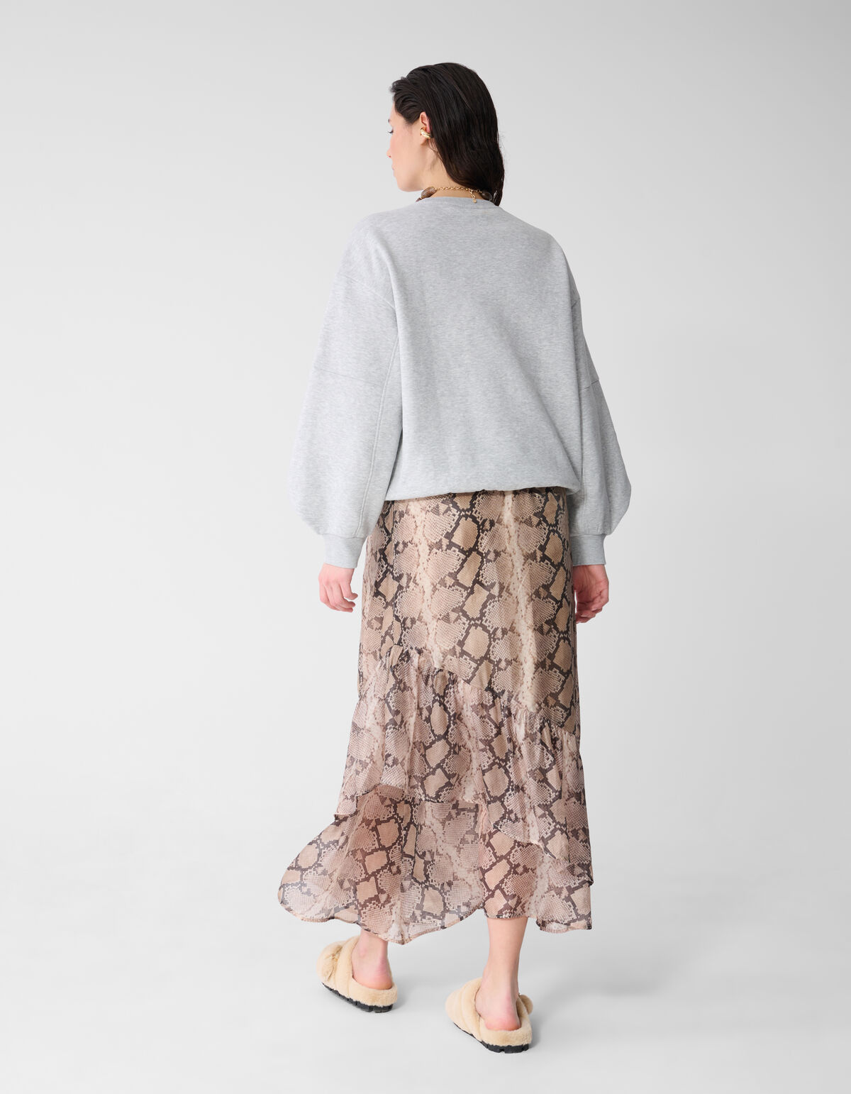 Schlange R&uuml;sche Maxi Rock Hellbraun SHOEBY WOMEN