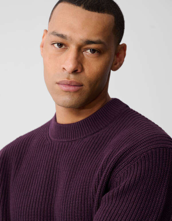 Rundhals-Strickpullover Dunkelrot SHOEBY MEN