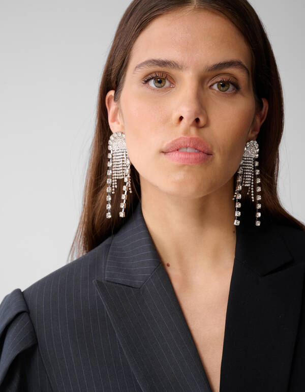 &Uuml;bergro&szlig;er Pinstripes Mix Blazer Grau/Schwarz SHOEBY WOMEN