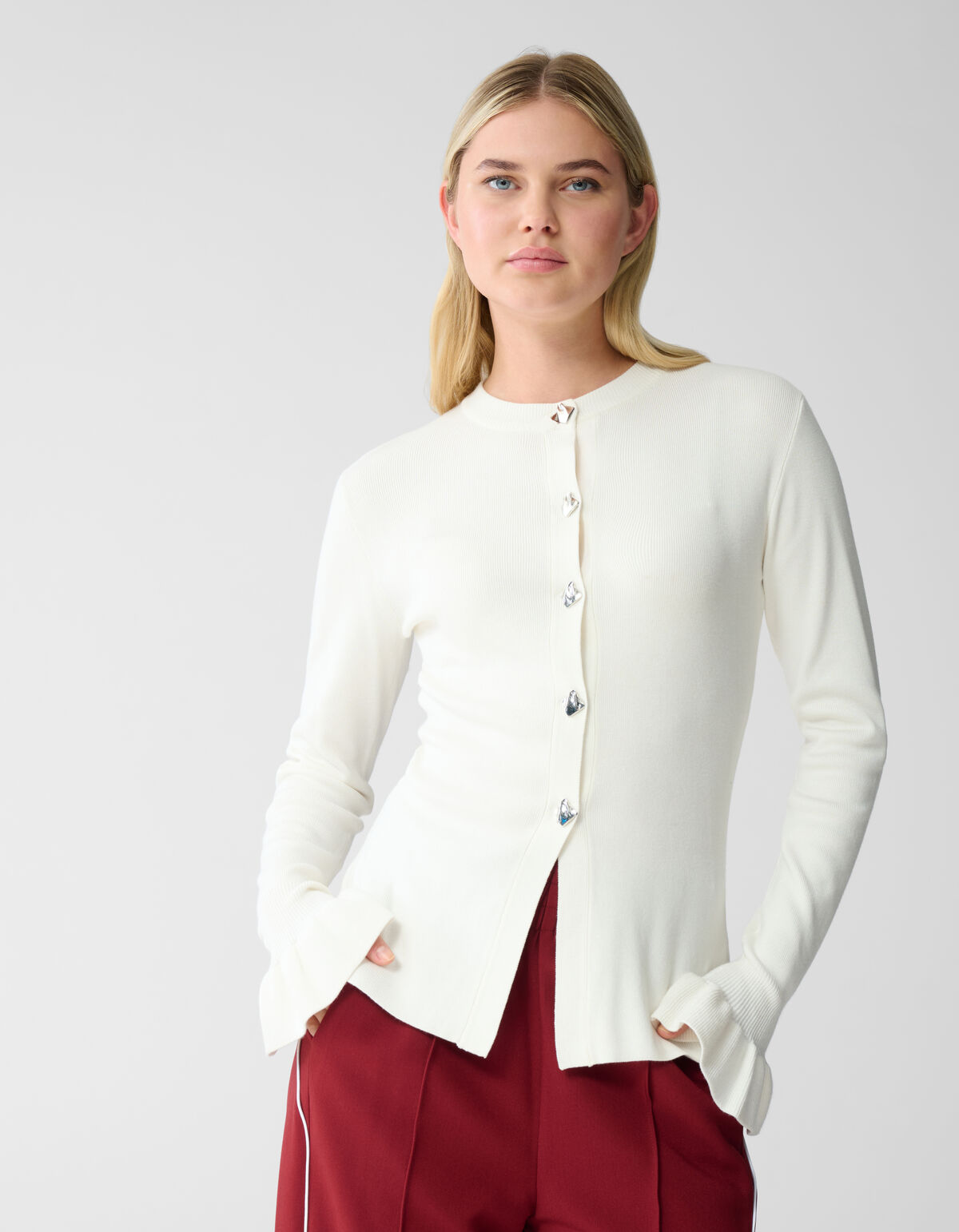 Weste mit R&uuml;schen&auml;rmeln in Off White SHOEBY WOMEN