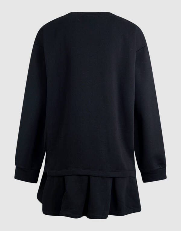 Oversized Sweatshirt-Kleid mit R&uuml;schen Schwarz SHOEBY WOMEN