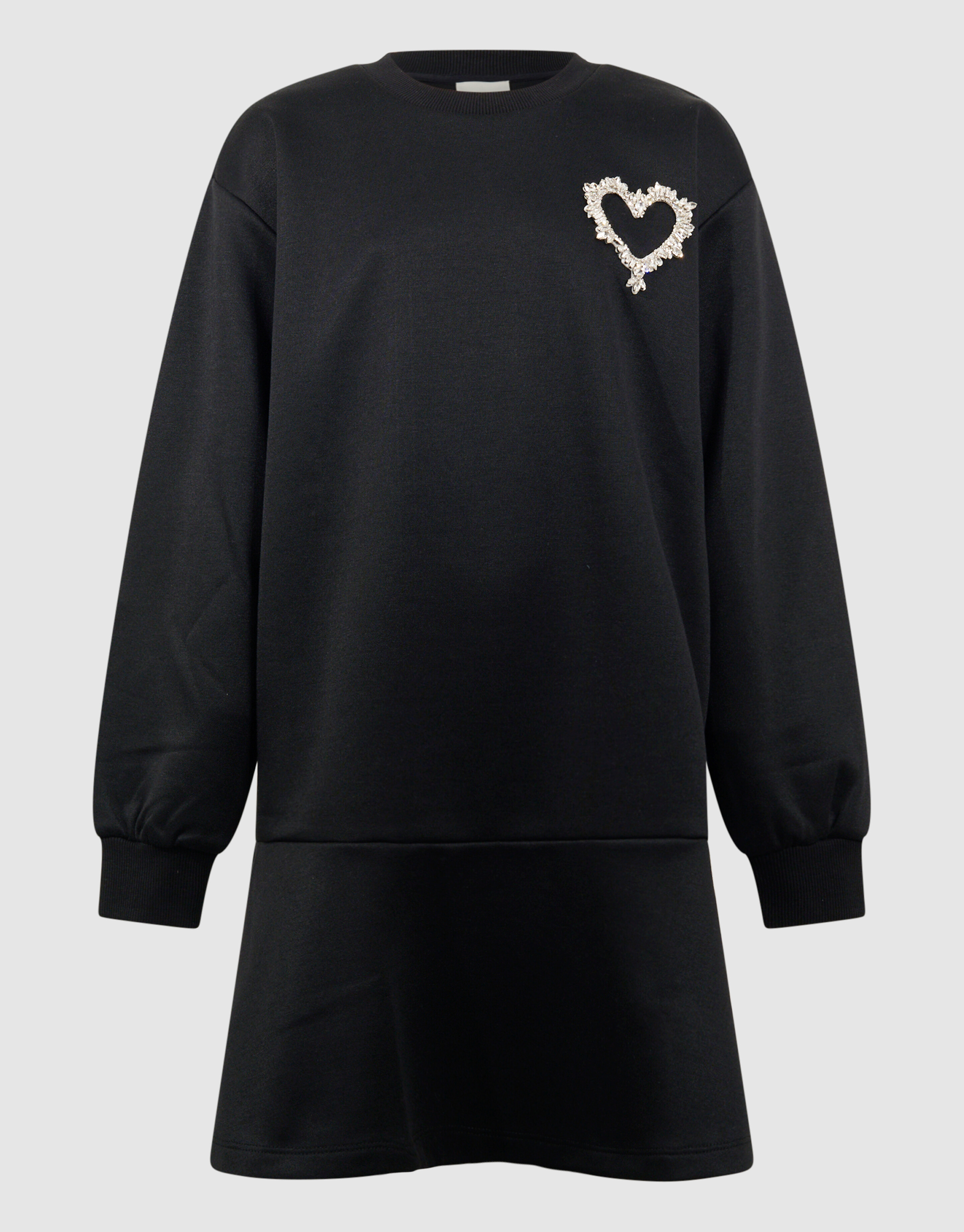 Schwarzes Sweatshirtkleid mit Herzchenmuster SHOEBY GIRLS