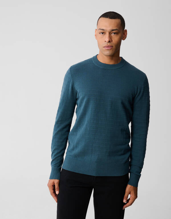 Strukturierter Strickpullover Dunkelgr&uuml;n SHOEBY MEN