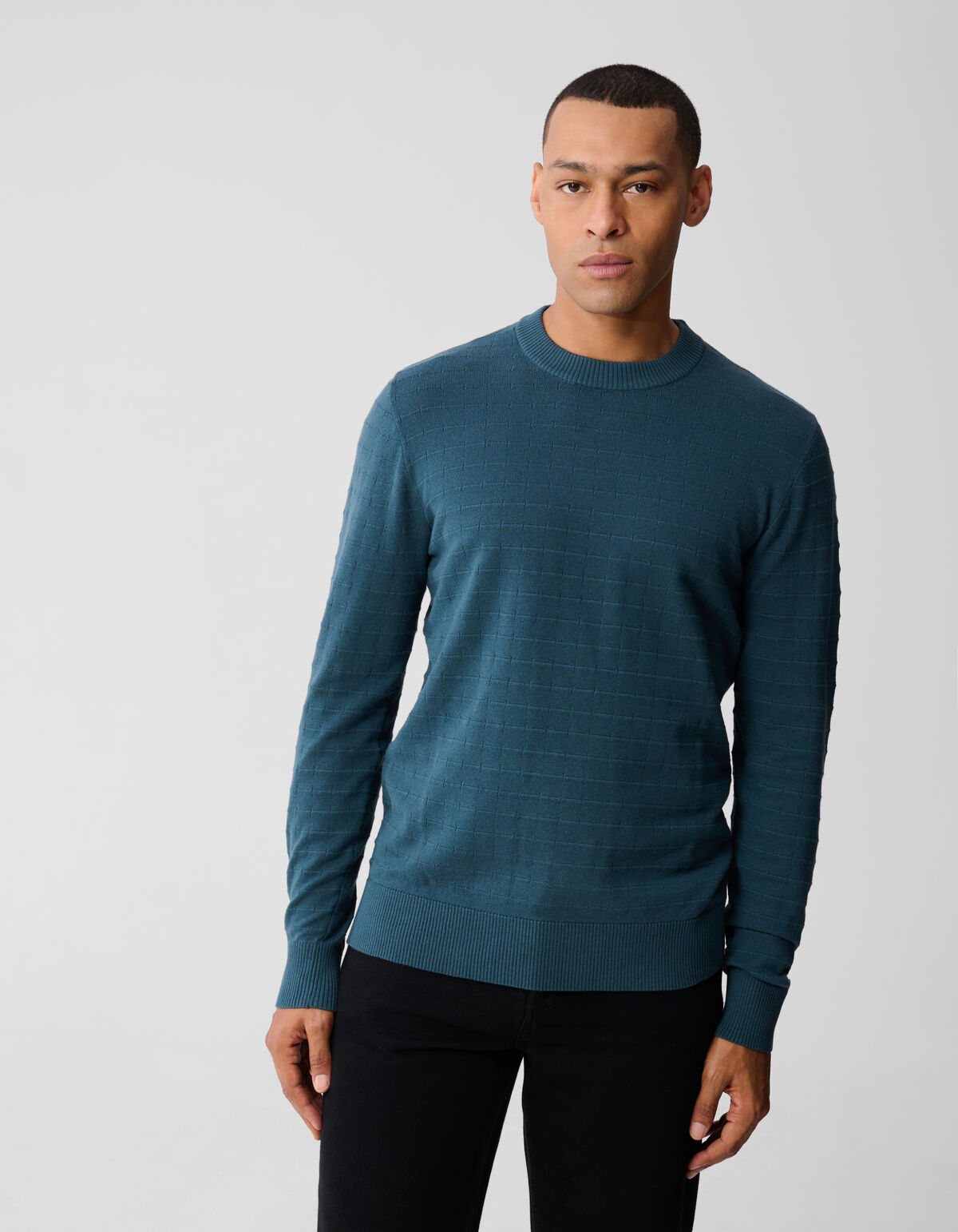 Strukturierter Strickpullover Dunkelgr&uuml;n SHOEBY MEN