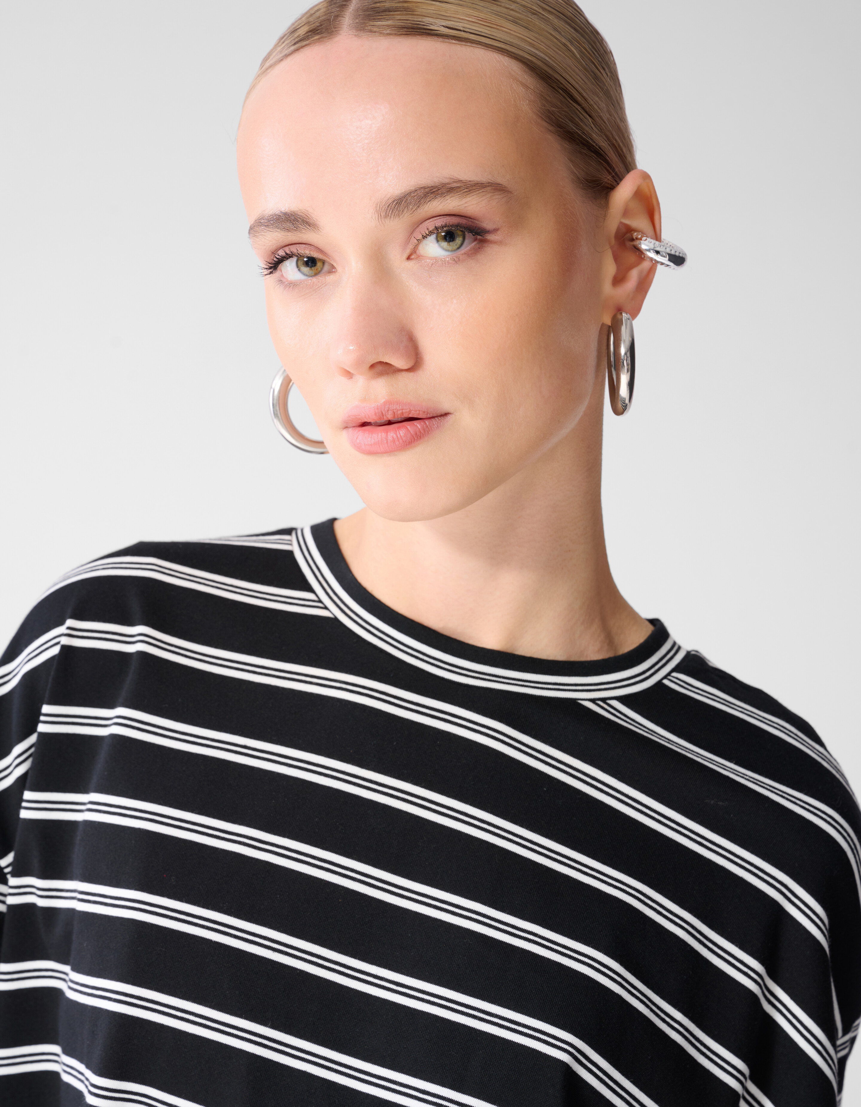 Schal Gestreiftes T-Shirt Schwarz/Wei&szlig; SHOEBY WOMEN