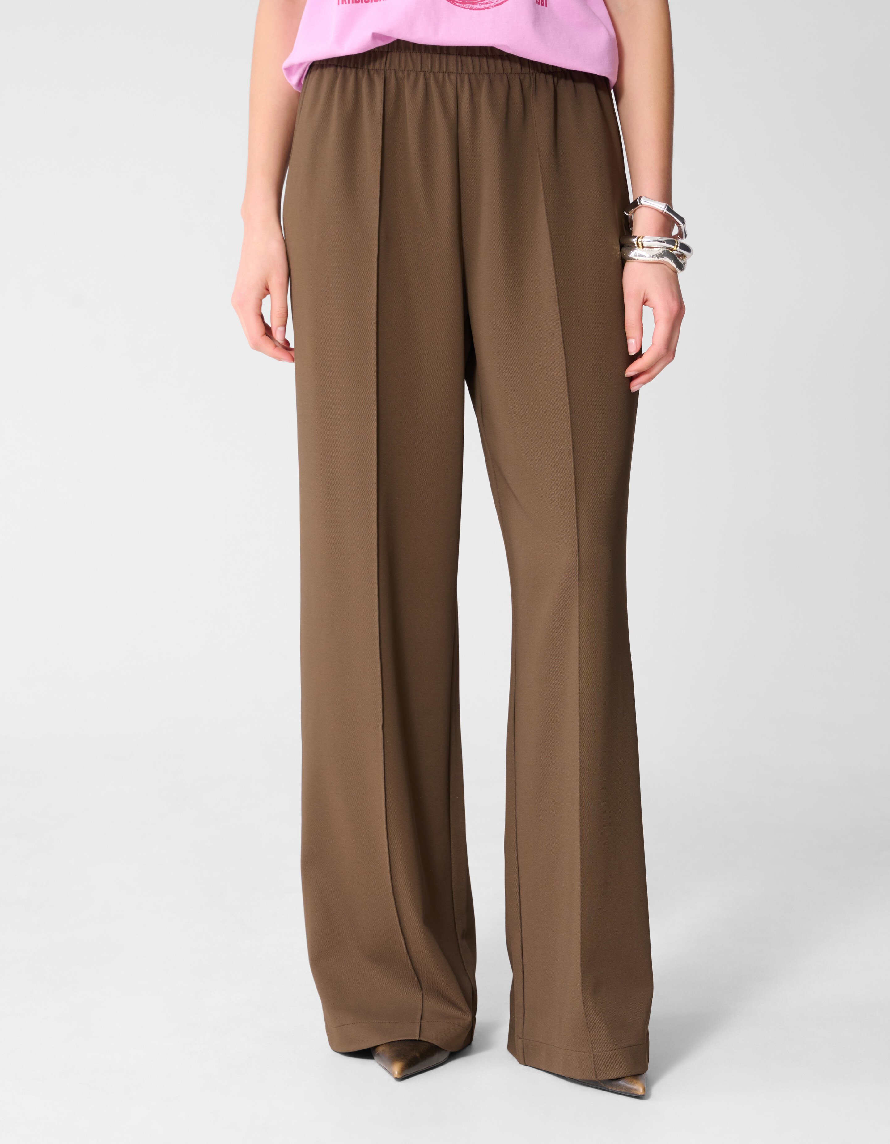 Braune Basic-Hose mit weitem Bein SHOEBY WOMEN
