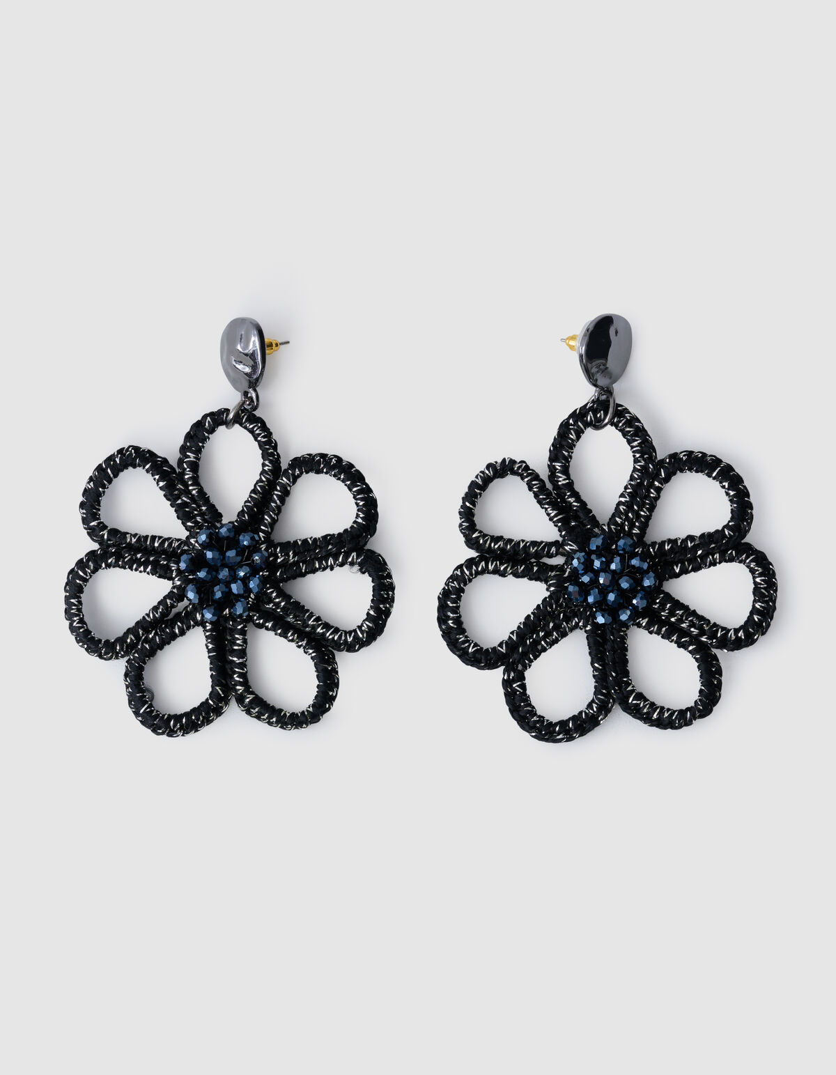 Perlenblumen-Ohrringe Schwarz SHOEBY ACCESSOIRES