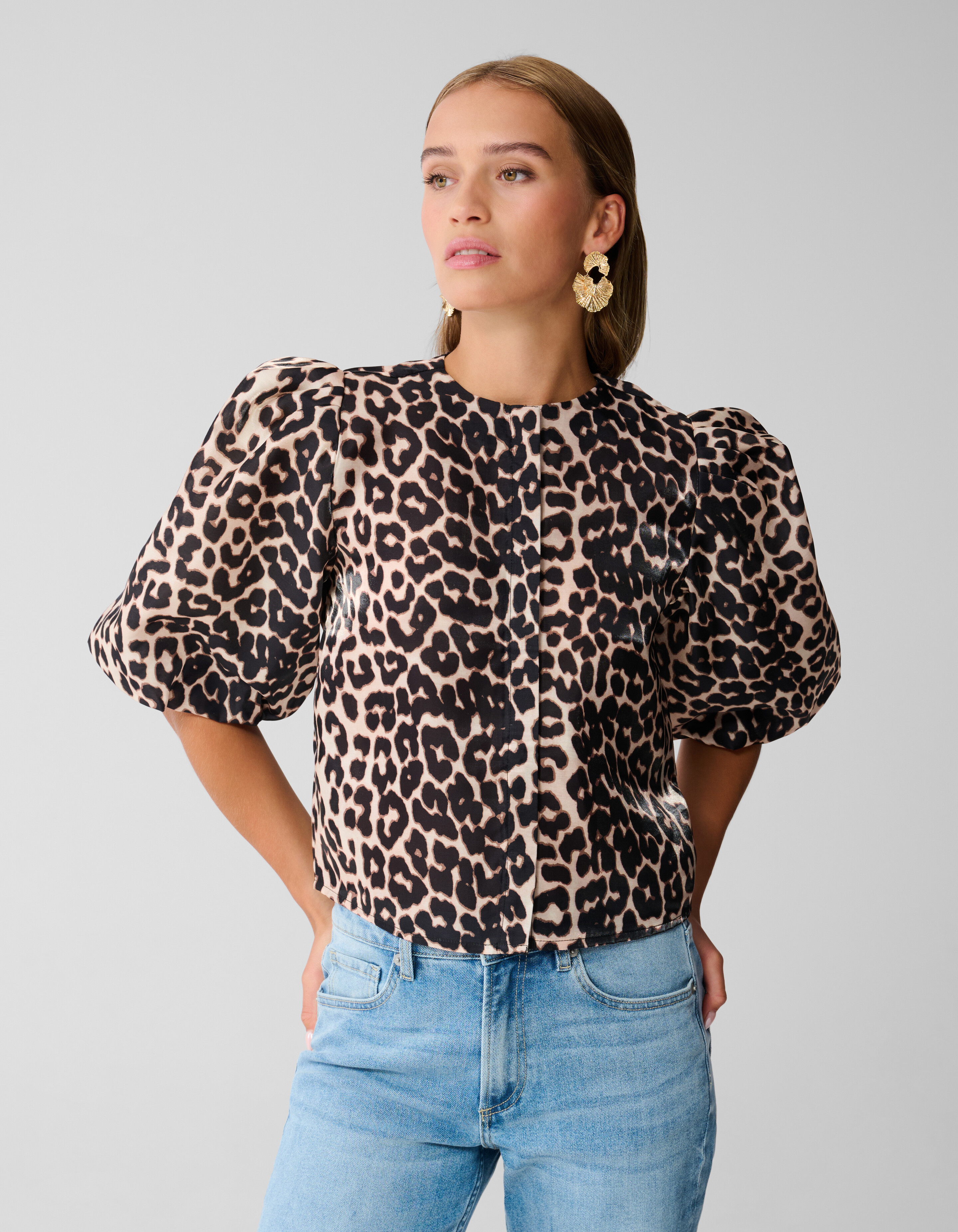 Puff Leopard Bluse Braun SHOEBY WOMEN