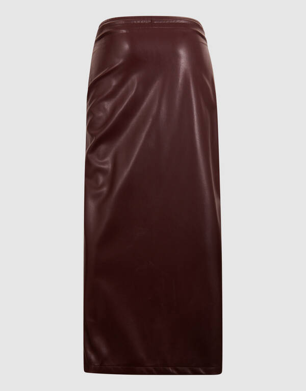 Maxirock aus veganem Leder Dunkelrot SHOEBY WOMEN