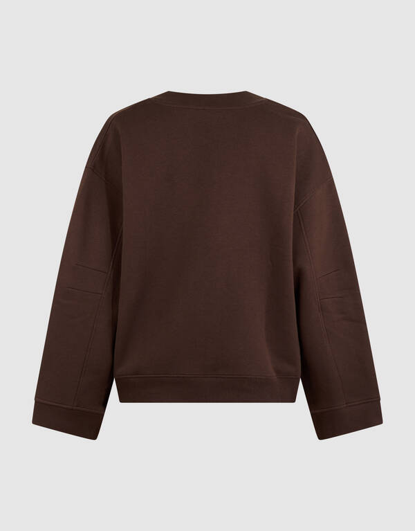 Oversized Pullover mit V-Ausschnitt Dunkelbraun SHOEBY WOMEN
