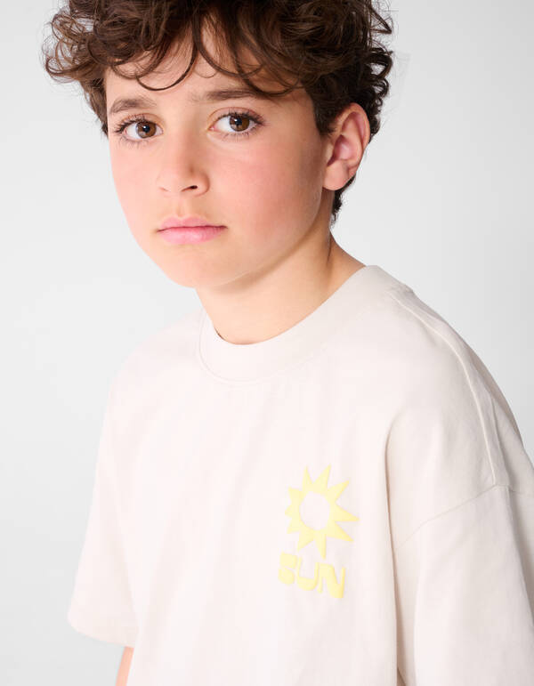 Oversized Sun Artwork T-Shirt Beige SHOEBY BOYS