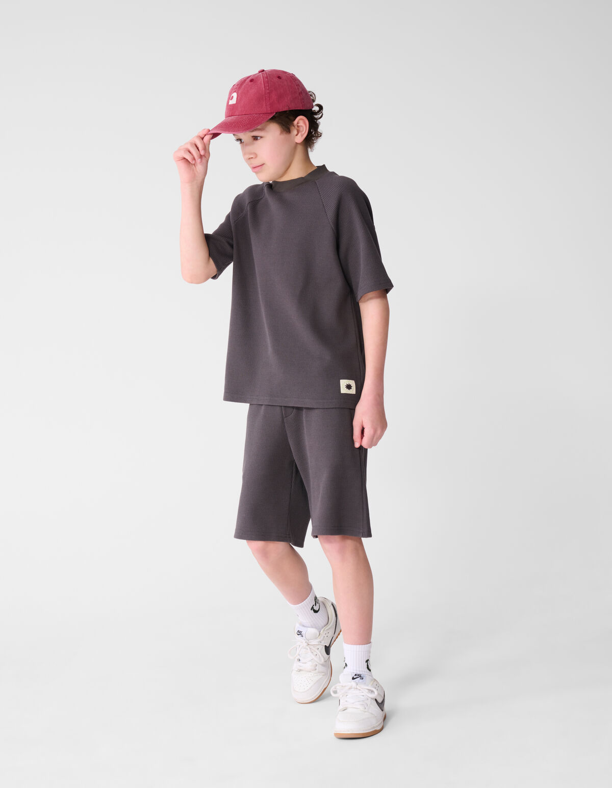 Waffelstruktur Kurz Dunkelgrau SHOEBY BOYS