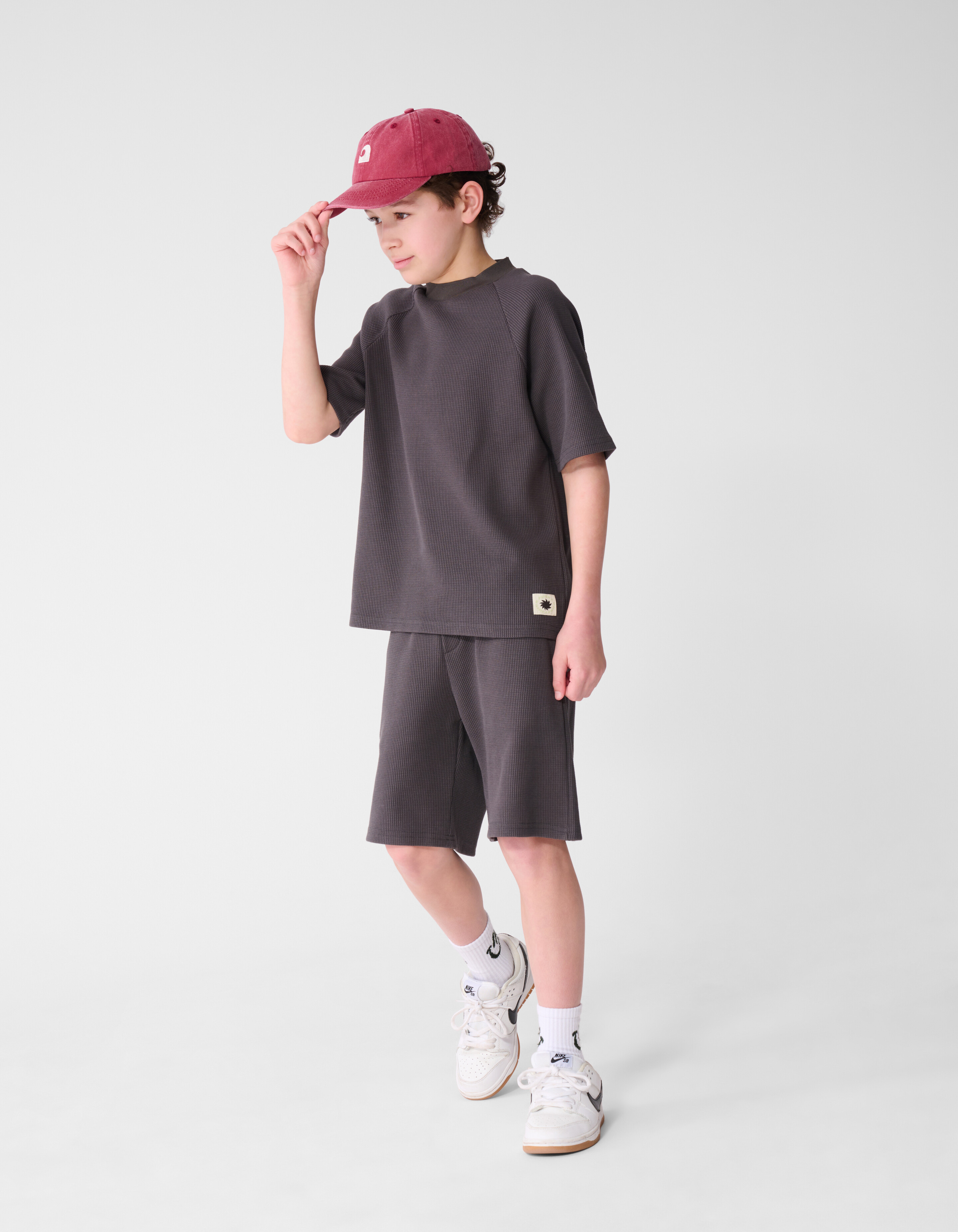 Waffelstruktur Kurz Dunkelgrau SHOEBY BOYS