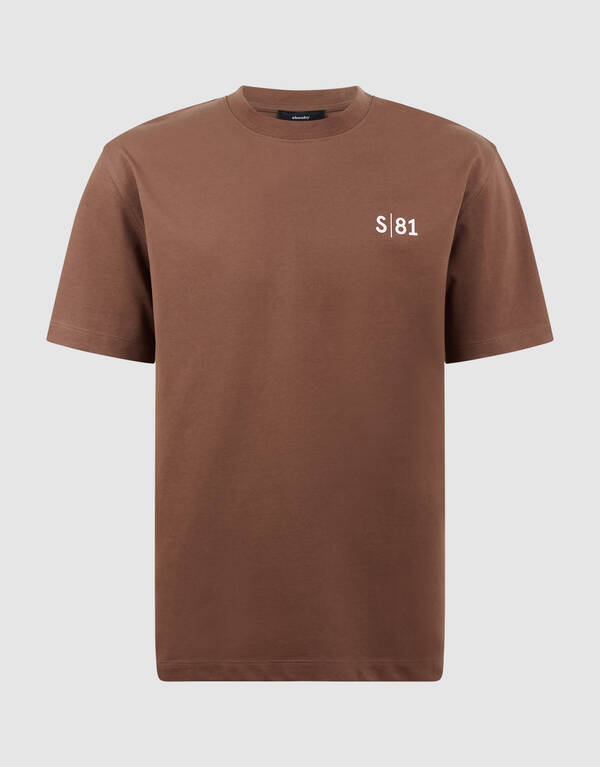 Text Print T-Shirt Dunkelbraun SHOEBY MEN