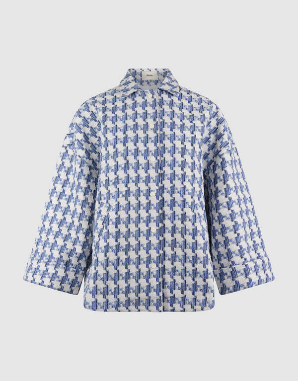 Jacquard Ruitenmuster Jacke Blau SHOEBY WOMEN