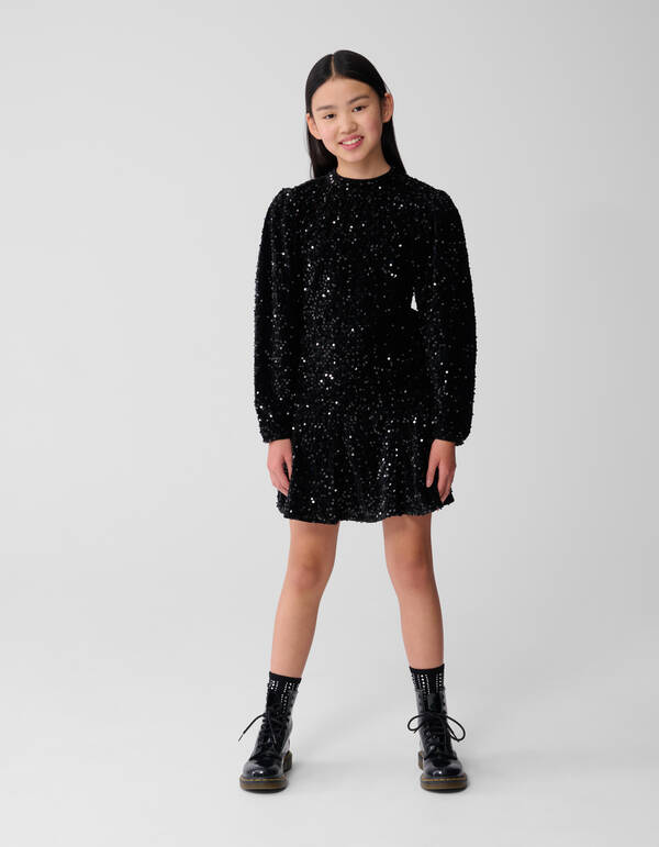 Sequin Longsleeve Top Schwarz SHOEBY GIRLS