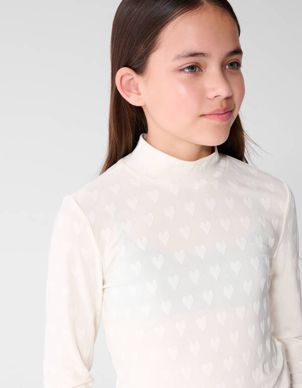 Top mit Allover-Herzmuster Cremefarben SHOEBY GIRLS