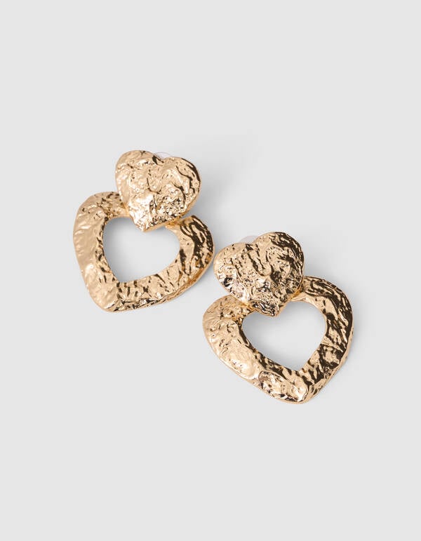 Doppelherz-Ohrringe Gold SHOEBY ACCESSOIRES