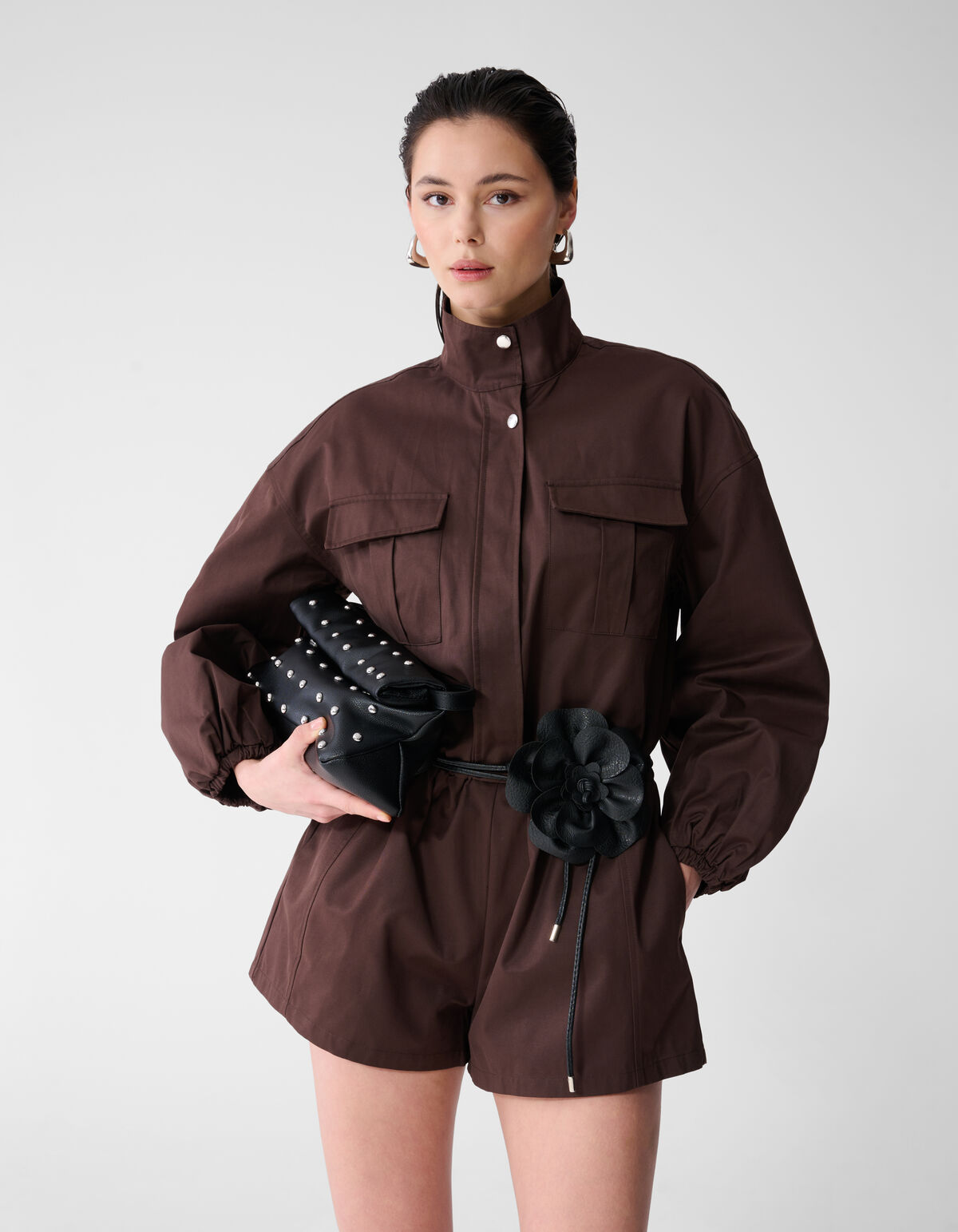 Satin-Jumpsuit in Dunkelbraun SHOEBY WOMEN