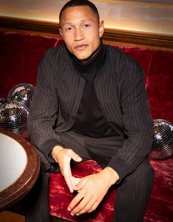 Nadelstreifen-Bomberjacke Schwarz SHOEBY MEN