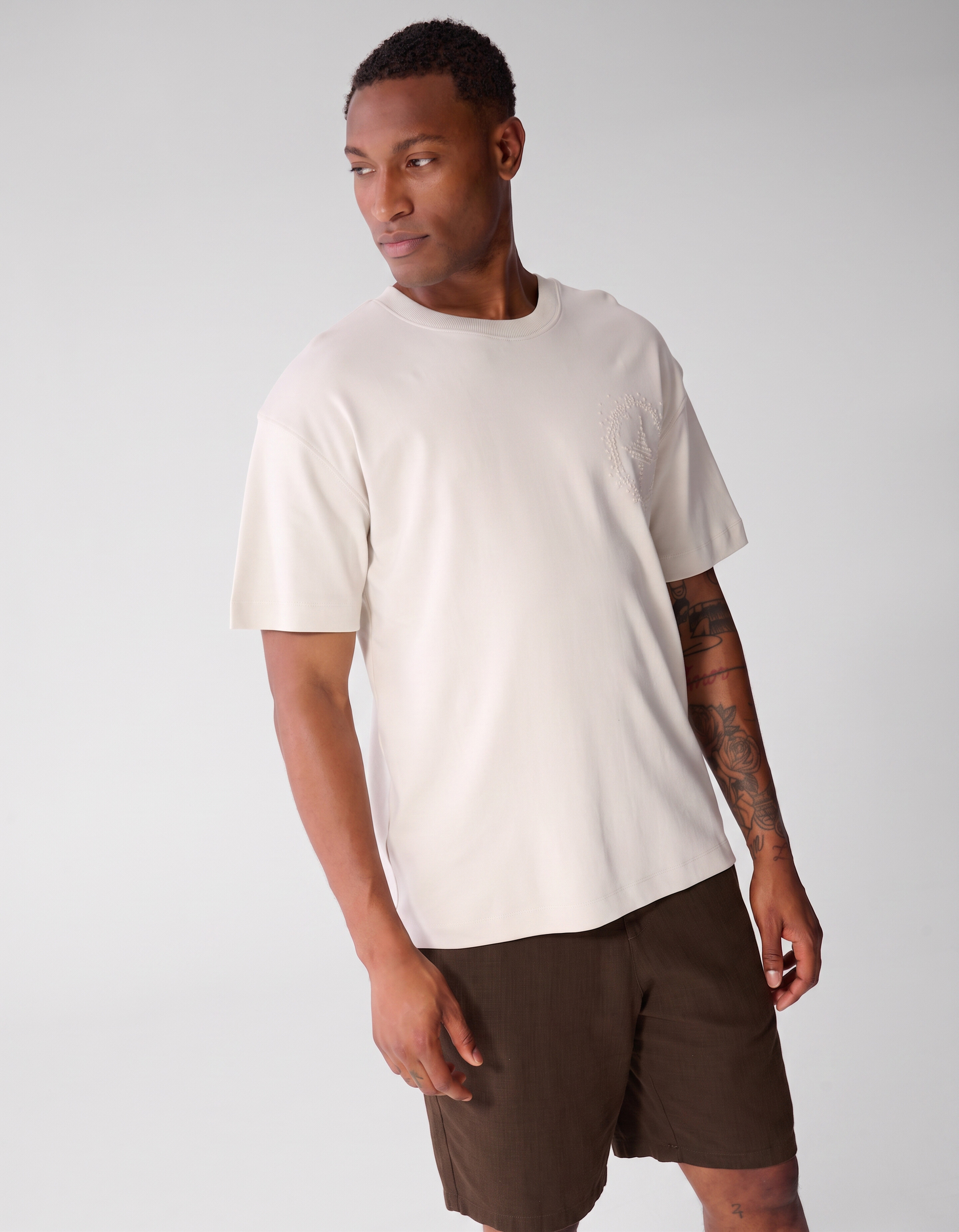 Besticktes Logo-T-Shirt Beige SHOEBY MEN