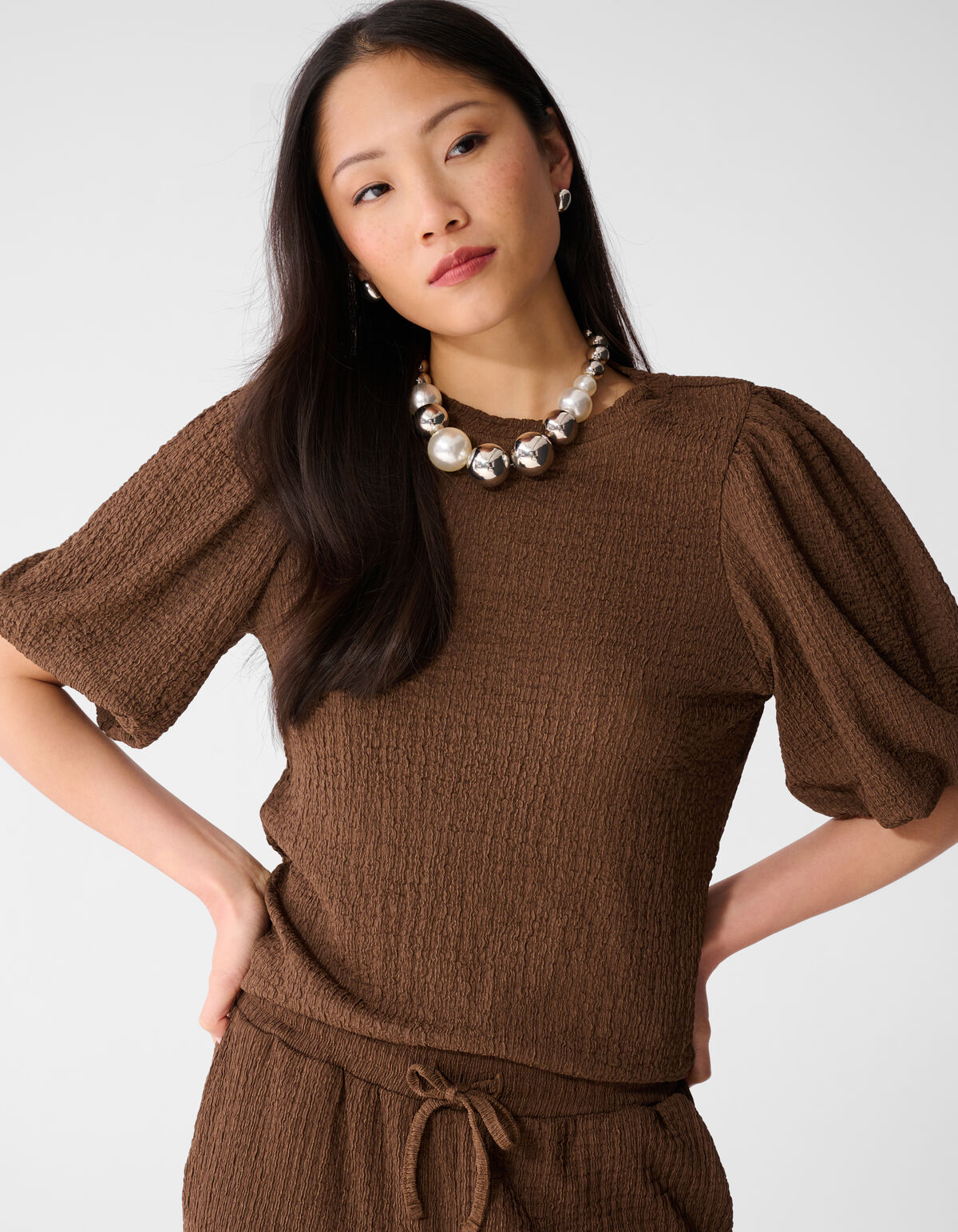 Knitter-Top Ballon Braun SHOEBY WOMEN