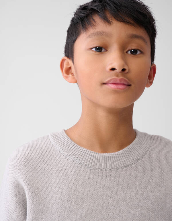 Text Gestrickter Pullover Grau SHOEBY BOYS