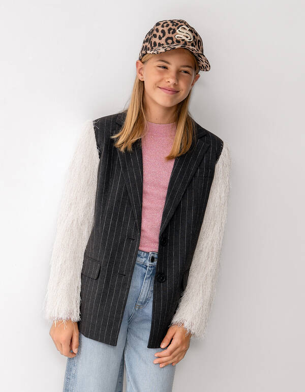 Flauschiger Glitzer-Blazer Off White SHOEBY GIRLS