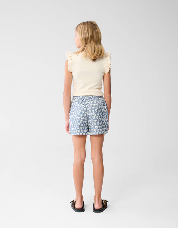 Herz-Stickerei Kurz Blauw SHOEBY GIRLS