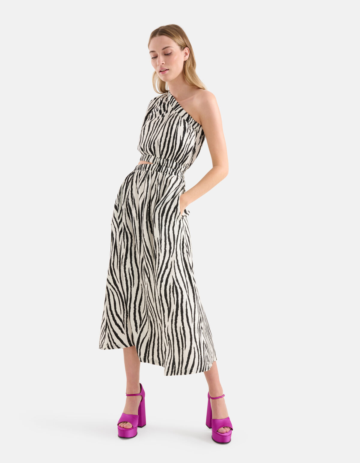 Zebra bedrucktes Kleid Schwarz/Weiß SHOEBY WOMEN