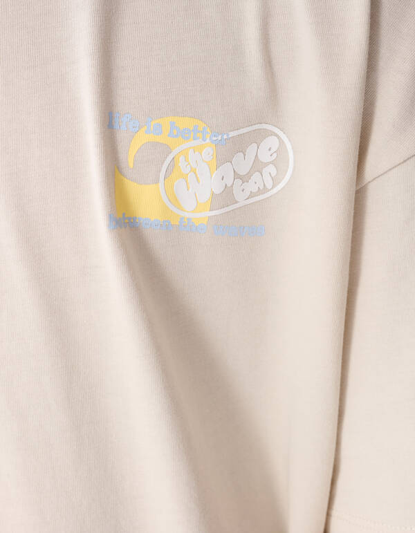 Oversized Waves Artwork T-Shirt Beige SHOEBY BOYS